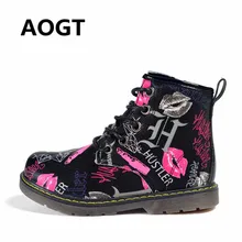AOGT/Новинка года; детская обувь для девочек и мальчиков; водонепроницаемые ботинки martin из искусственной кожи; модные детские ботинки до щиколотки; Брендовая обувь для мальчиков и девочек