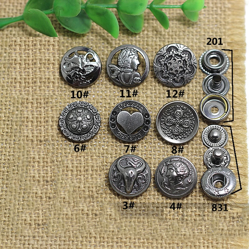 

50sets/lot fashion DIY leather snap button sewing metal hardware accessories