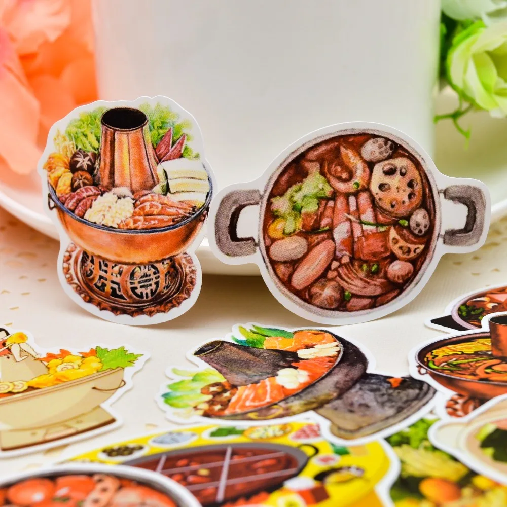 

25pcs Self-made China Hotpot Food Sticker Handbook Surrounding Material TN Sticker /Sticker Pack Diary Album Decoration