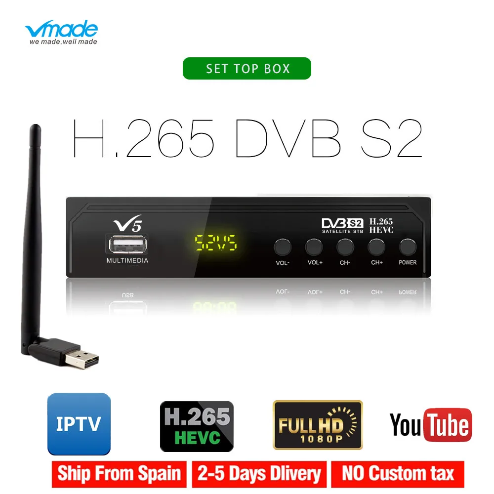 Vmade DVB S2 HD цифровое спутниковое ТВ приемник H.265 1080 p MPEG 2/4 поддержка AC3 CCCAM YouTube Bisskey