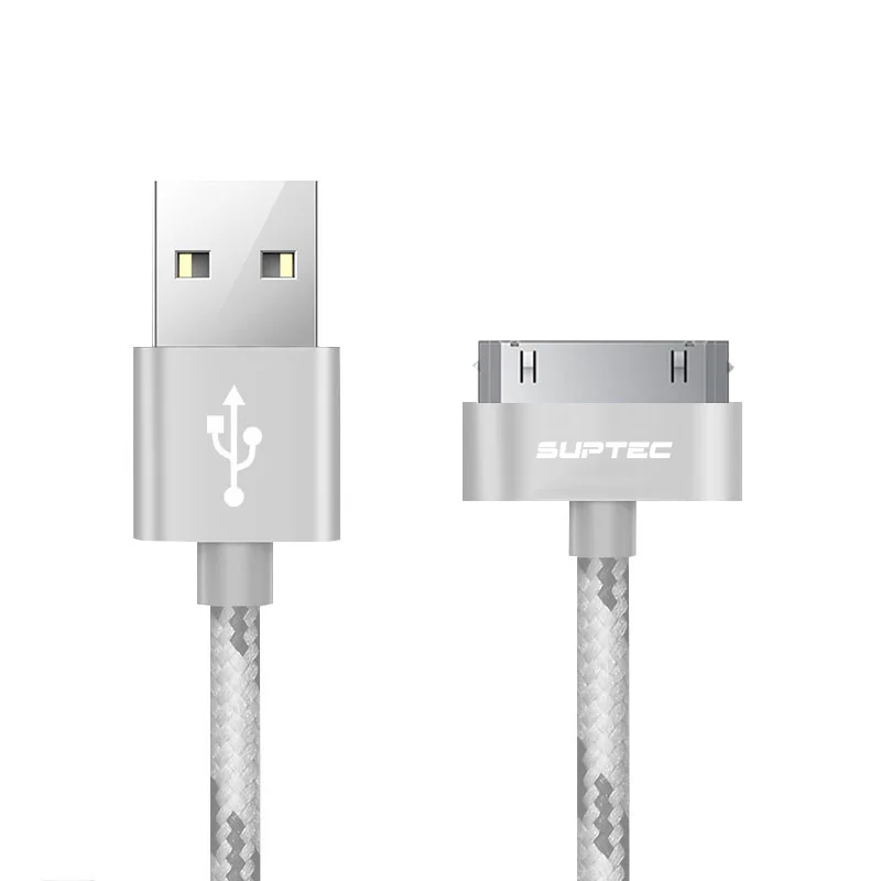 SUPTEC 30 Pin USB кабель для iPhone 4S 4 3GS iPad 1 2 3 iPod Nano itouch Кабель зарядного устройства 2 м 3 м Кабель-адаптер для быстрой зарядки и синхронизации данных - Цвет: Colorful Silver