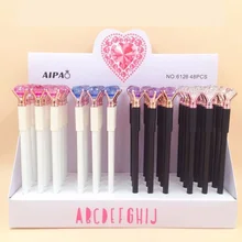 48 шт./лот 0,5 мм черные чернила с кристалалми и стразами голова окрашенные гелевая ручка водяные чернила роликовые шариковые ручки офисные школьные девушки канцелярские товары