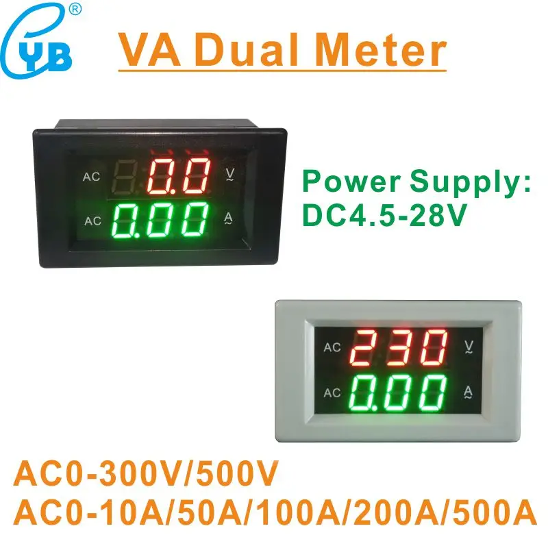 YB4835VA AC0-500V AC0-300V измеритель переменного тока Светодиодный Измеритель Амперметр вольт цифровой вольтметр Амперметр 10A 50A 100A D85