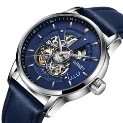 2018 Oubaoer мужские часы автоматический механические часы Бизнес мужские часы Водонепроницаемый кожа Повседневное механические часы Лидер