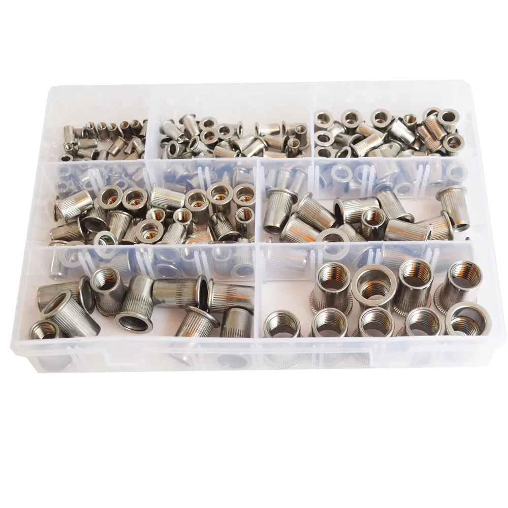 

Rivet Nut Metric Threaded Rivnut Nutsert Insert Blind Rivetnuts 304Stainless Steel Set Assortment Kit M3 M4 M5 M6 M8 M10 M12