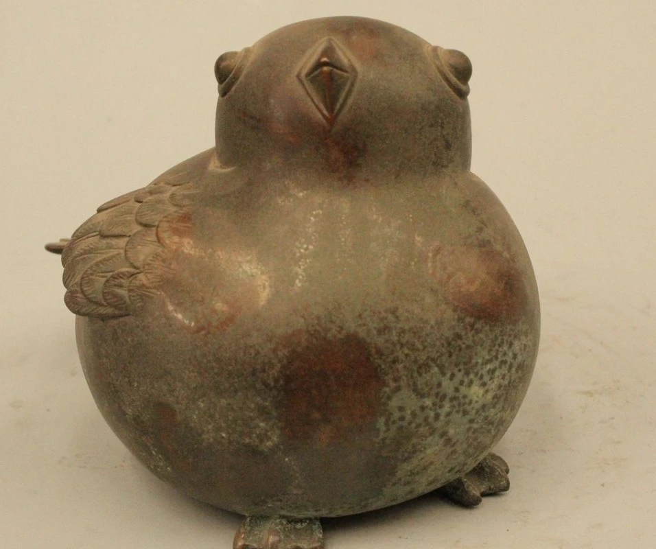 

China Chinese Folk Pure Bronze Lifelike fubsy Lucky Bird Statue Sculpture