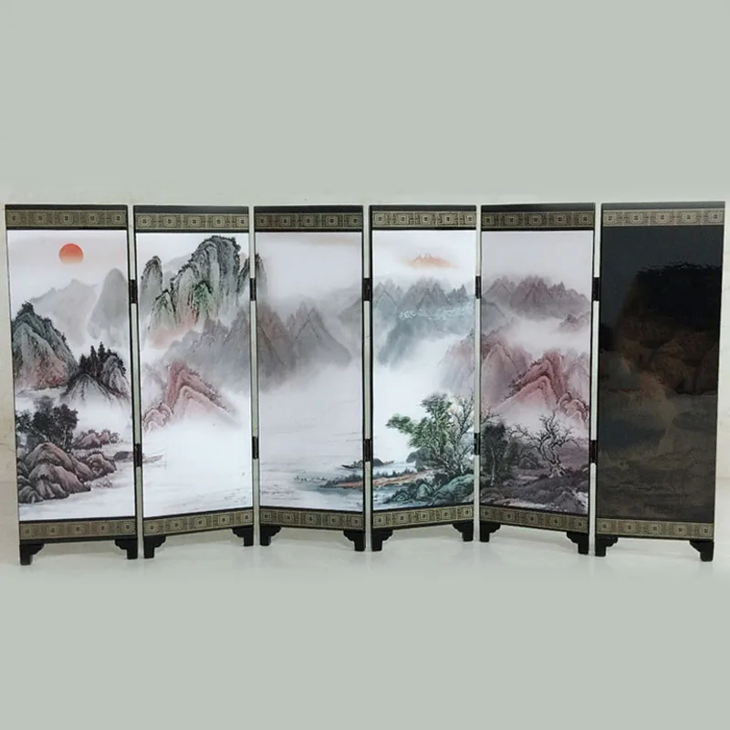 Regalo Oficina Oriental divisor de pantalla de madera separador de pared Retro chino privacidad pequeña Mini artesanía de habitación plegable Regalo Oficina Oriental divisor de pantalla de madera separador de pared Retro chino privacidad pequeña Mini artesanía de habitación plegable