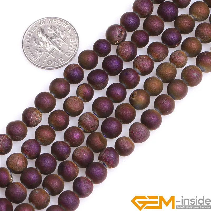 6mm Round Druzy Drusy Metallic Coated Agates DIY Loose Beads For jewelry Making Strand 15 Inch Wholesale