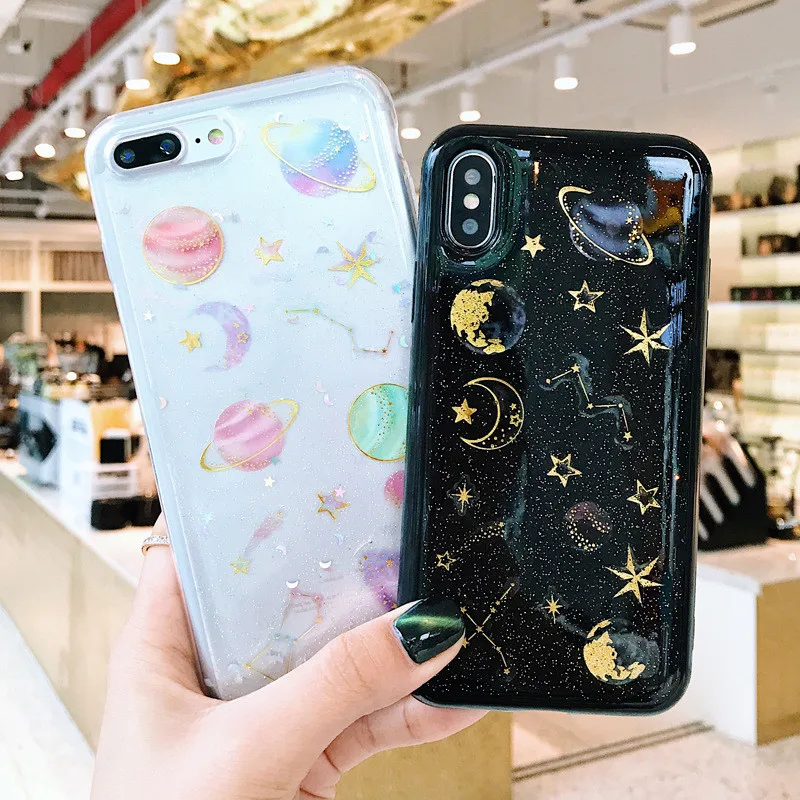 

Bling Shining Moon Planet Glitter TPU Case For OPPO Reno Z Cover Back For Reno 10x ZOOM