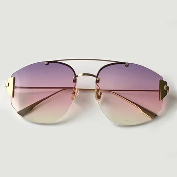 

Newest Oval Sunglasses Women Vintage Brand Designer Rimless Sun Glasses For Women 2019 Summer Fashion Female Eyewear UV400