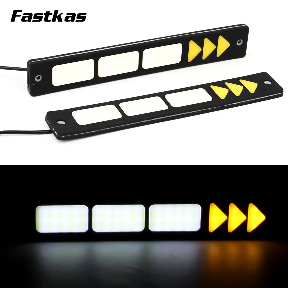 

Daytime Running Light Waterproof 12v LED COB DRL White Day Light Fog Light Yellow Turning Signal Flexible Cars Running Light