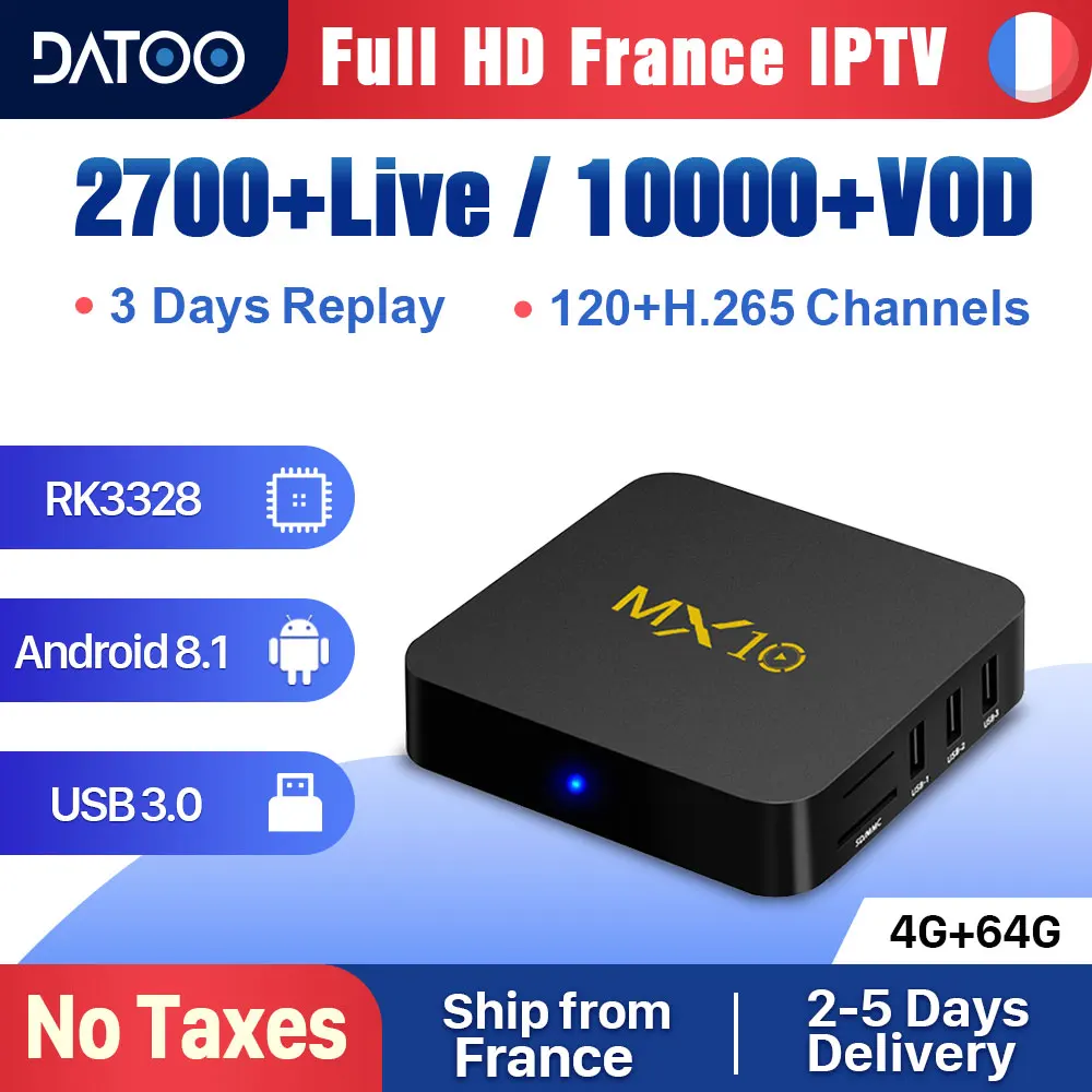 

French IPTV Subscription Box MX10 Android 9.0 Tv Box 4G 64G Full Hd IPTV France Arabic Italy IP TV Belgium Spain Portugal IP TV