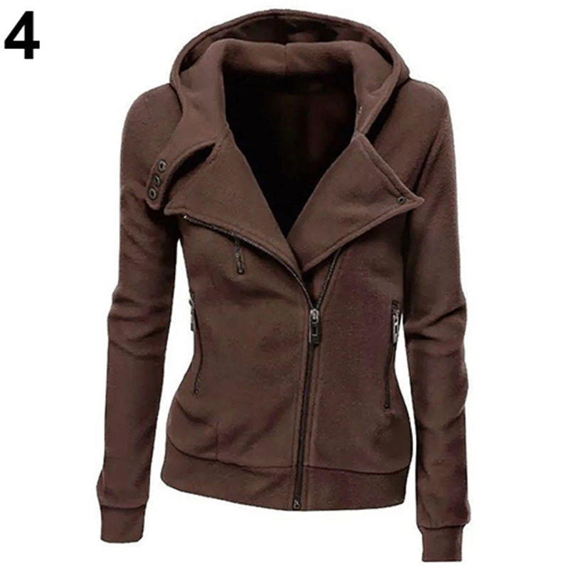 النساء أزياء سستة هوديي مقنع البلوز معطف سترة عارضة ضئيلة أبلى