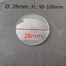 Плоско выпуклая Акриловая линза диаметр 28 мм фокусное расстояние 90-100 мм