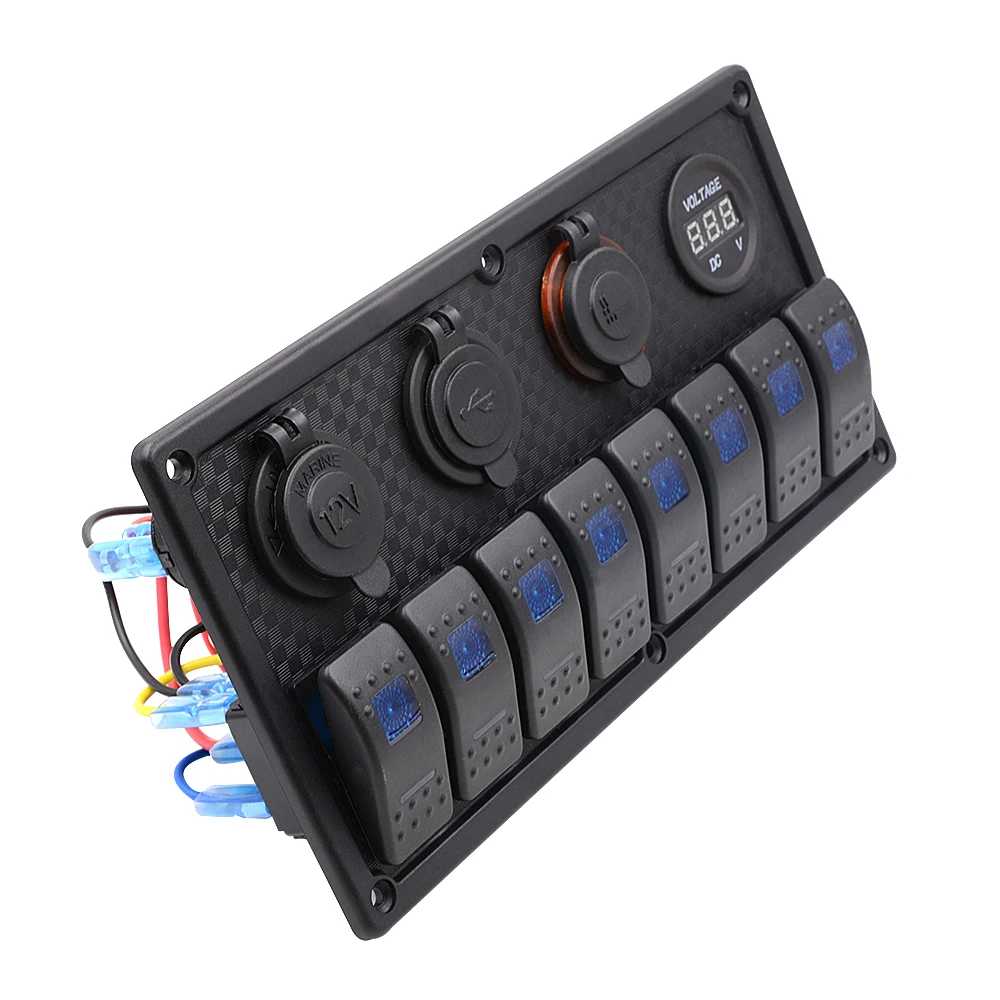 8 панель блока переключателей светодиодный свет вкл/выкл автомобиля Лодка рокер двойной USB прикуриватель Вольтметр для розетки водонепроницаемый выключатель