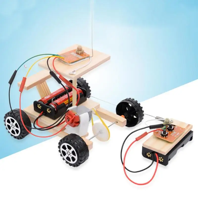 DIY беспроводной Дистанционное управление Racing модель комплект Дерево Дети физического научная игрушка Собранный автомобиль Дошкольное