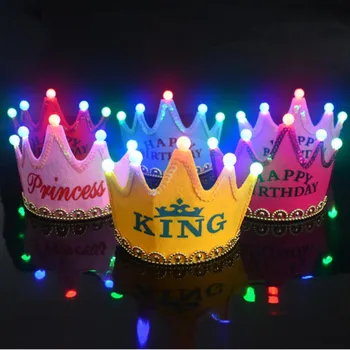 

Birthday Hat Cap Light crown prince and princess crown headdress birthday party dress up supplies