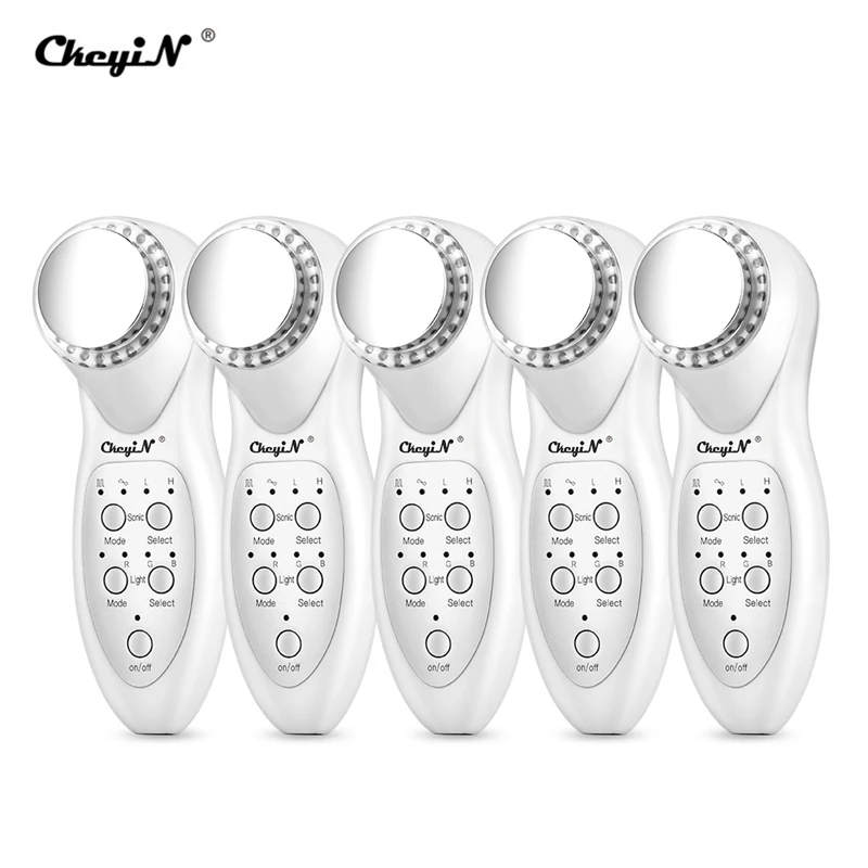 

5 Pcs Ultrasonic Vibration Face Massager LED Photon Facial Deep Cleansing Tool Wrinkle Removal Skin Firming Tighten Massager 47