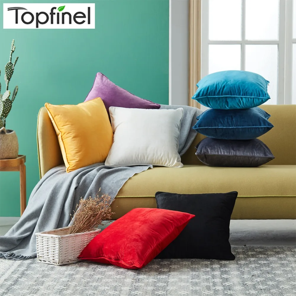

Topfinel Soft Plush Velvet Cushion Cover Luxury Nordic Style Pillowcases for Sofa Chair Seat Home Decor 45x45cm Plain Color
