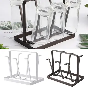 

Glass Water Cup Drain Rack Japanese Flat Iron Six Cup Rack Creative Cup Finishing Rack Household Kitchen Drain Cup Storage Rack