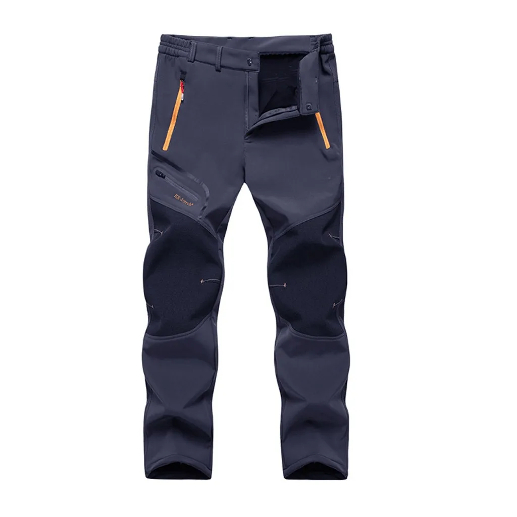 Модные мужские брюки размера плюс, водонепроницаемые, ветрозащитные, для кемпинга, походов, теплые, плотные, брюки - Цвет: Dark Blue
