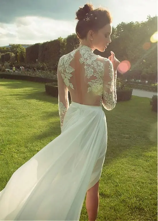 Романтическое кружевное свадебное платье Vestido de noiva 2019 богемная шифоновая с