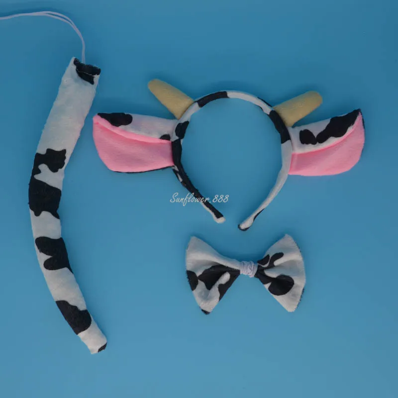 Pour enfants Adulte Lait Vache Oreille Bandeau Queue Col Animaux Parti Hallowmas Cosplay Props Chapeaux Fantaisie Robe Décor