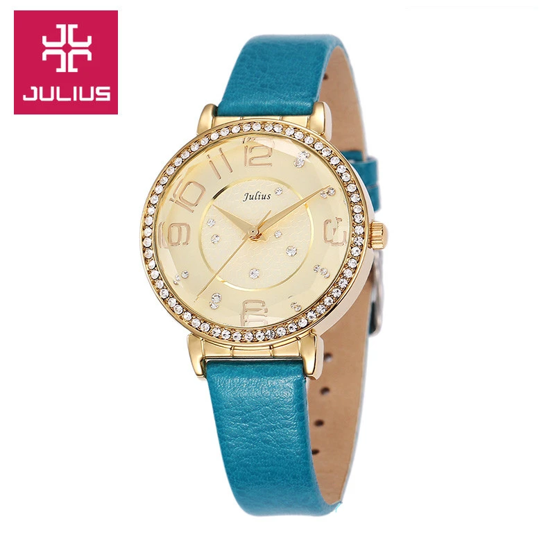 2015 New Julius Lady Woman Wrist Watch Quartz Hours Best Fashion Dress Korea Bracelet Band Leather