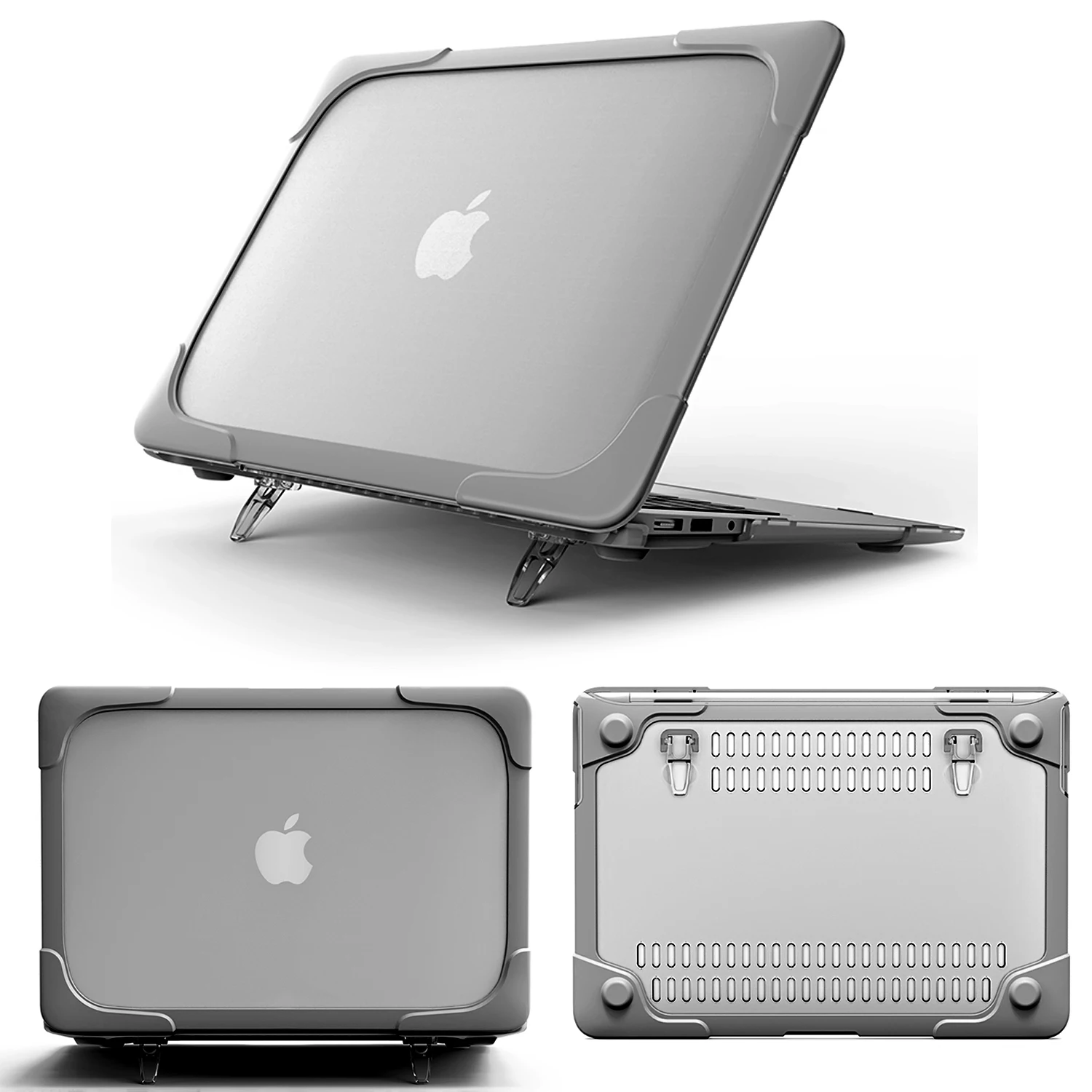 

New Shockproof Hard Plastic Case with Foldable Stand For Macbook Air 11 13 For Mac Book 12 inch + keyboard cover for A1706/A1708