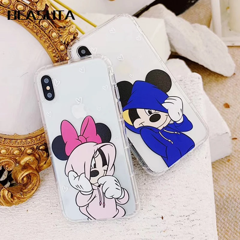 

Minnie Mickey Mouse Donald Daisy Duck Soft TPU Transparent Case for coque iPhone X 7plus 8 Plus 6s 6plus Silicone XS MAX Cover