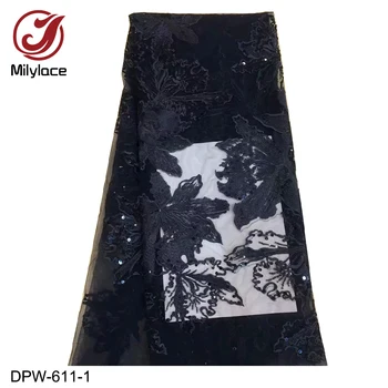 

big flower embroidery french lace fabric beautiful African tulle laces fabrics for wedding for party 5 yards DPW-611