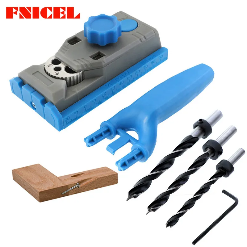 2-in-1 Woodworking Drilling Hole Jig Inclined Locator Oblique Hole Jig Kit W/ Scale Straight Hole Positioner Punching Tool