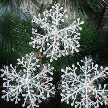 

NEW 300PCS=10 Packs Christmas White Snow flakes Snowflake Ornaments Holiday Christmas Tree Decortion Festival Party Home Decor