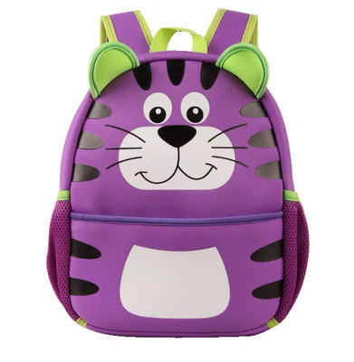 Детские рюкзаки для детского сада, маленькая сумка на плечо с тигром для маленьких девочек и мальчиков, rugzak - Цвет: Фиолетовый