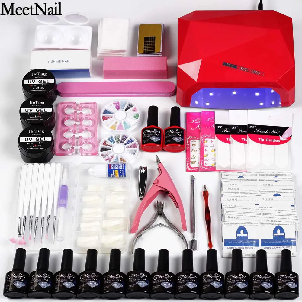 

Nail Art Manicure Toos 6W/36W LED Lamp + 12 Color 8ml Soak Off Gel Nail Base Gel Top Coat Polish Other Nail Tools For Nail Sets