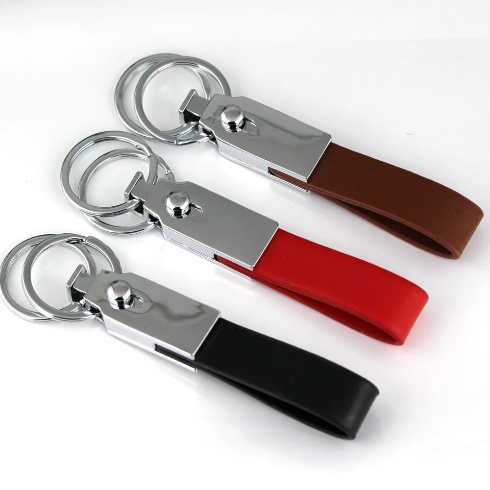 double loops PU keychain key holder high quality car key chain
