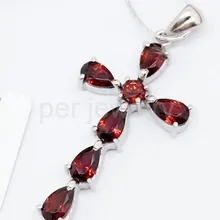 Гранат подвеска-крест Цепочки и ожерелья кулон природный реального Гранат 925 серебро 0.25ct* 7 шт. Самоцветы Крест Стиль#15043024