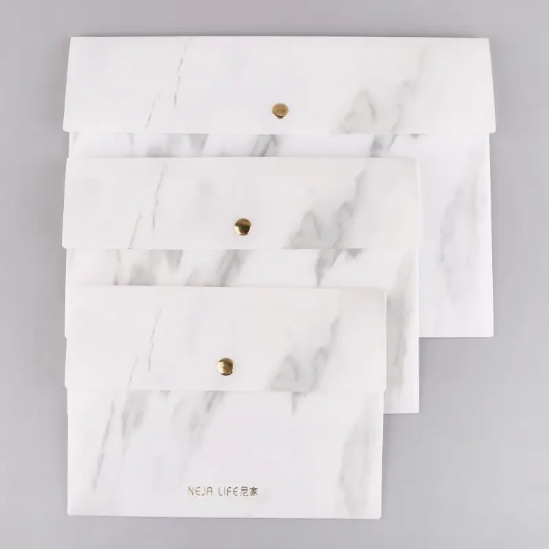 

A4/A5/B5 Portable Marble Pattern PP File Folder Document Examination Paper Bag for Office School Students Supplies