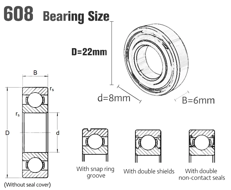 10pcs super fast skate 608 ball bearing for metal led light glow in 608 bearing size