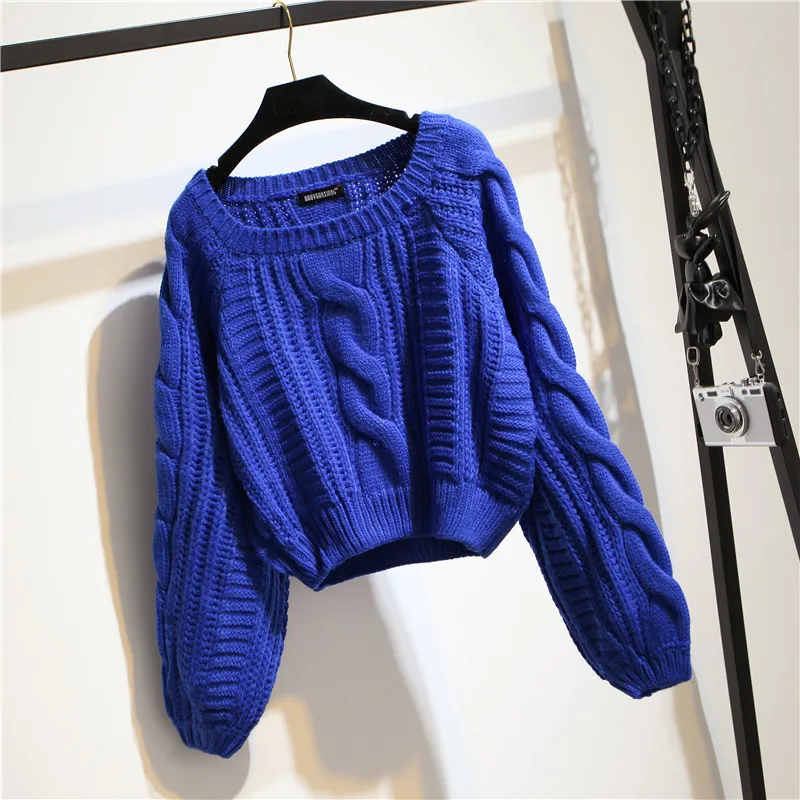 Женский крученый свитер, женские свитера, Модный трикотажный женский Зимний пуловер, женский свитер, джемпер, Осенние Теплые Топы, фиолетовый, синий