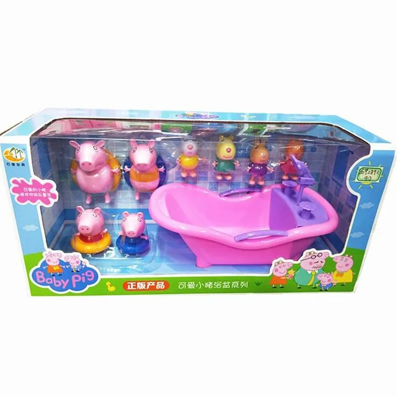 

Peppa Pig family set daddy maddy bath toy play water children's toy gift high quality toys gifts