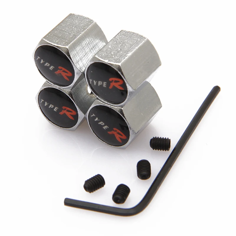 4 Pcs/Set TYPER Anti Theft Car Tire Valve Caps Wheel Tyre Air Cap Metal