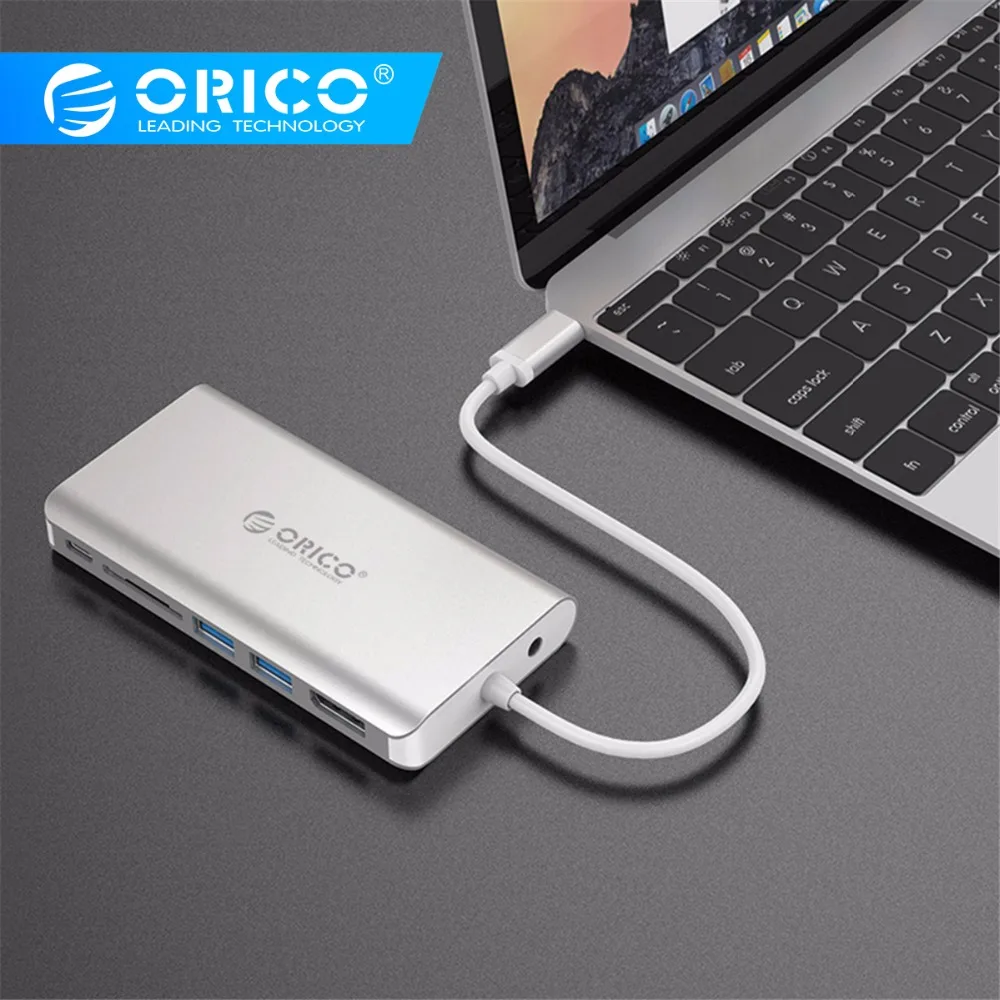 ORICO 7 в 1 Тип-C многофункциональная док-станция USB C для чтения карт DisplayPort HDMI 4 K USB3.0 Тип C PD адаптер для MacBook