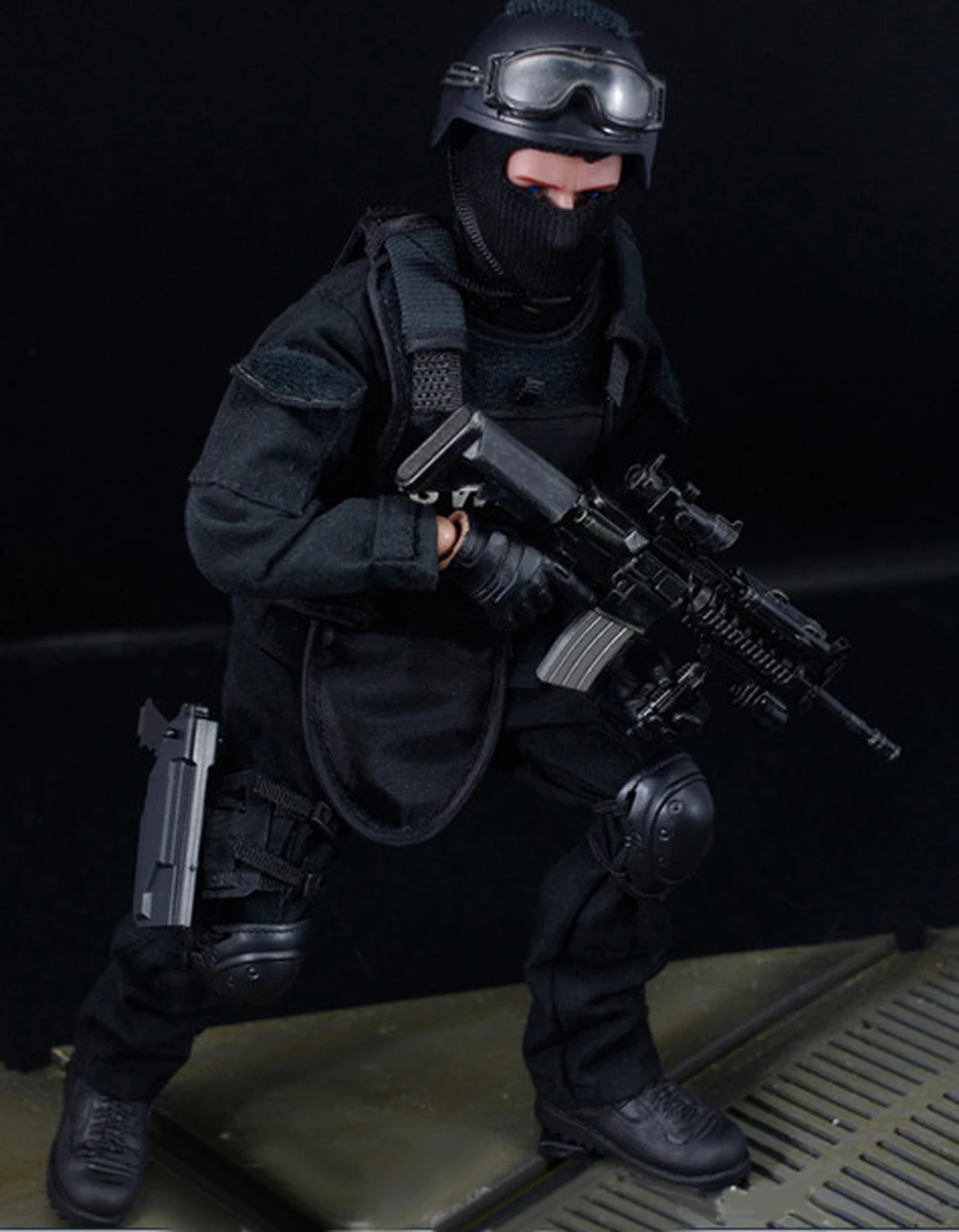 1/6 Scale 12 inch Military Soldier Army Combat Man Action Figure Playsets in Black ACU (Included Assorted Accessories)