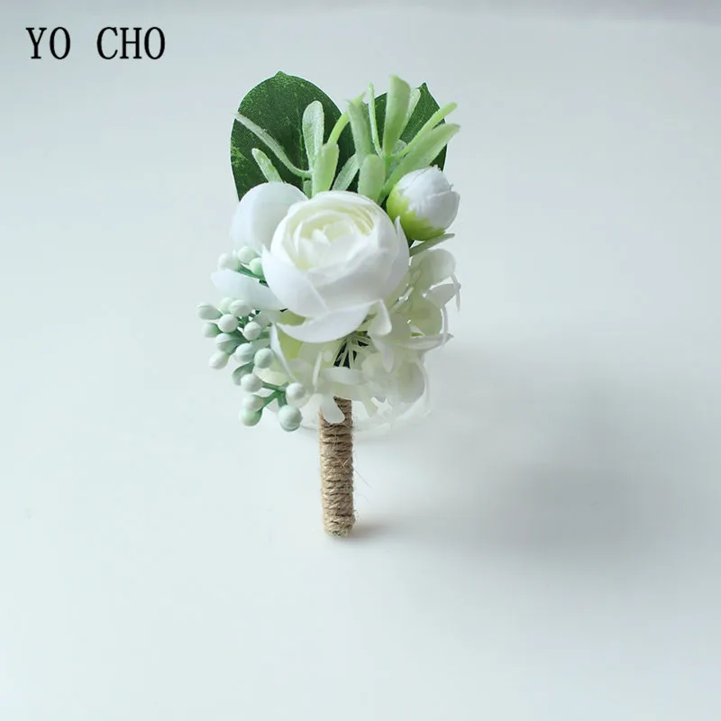 wedding boutonniere corsage white roses silk flowers (35)
