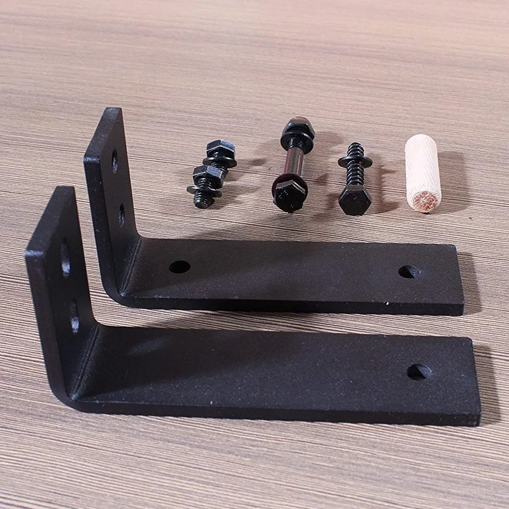 LWZH Sliding Wood Door Bypass Sliding Barn Door Hardware Kit Black Steel T-Shaped Track Rollers for Interior Double Door