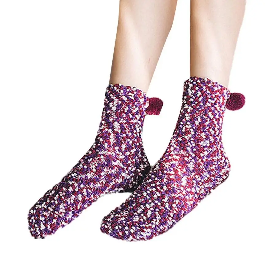 Feitong модные женские туфли чашки торт хлопковые носки творческий зима мягкие теплые носки рождественские подарки harajuku calcetines# w30 - Цвет: Фиолетовый