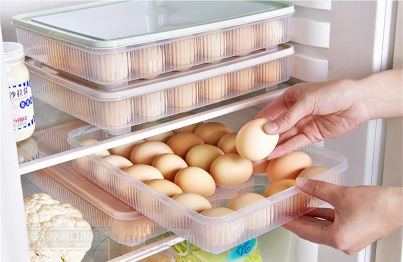 

2018 Durable Egg Storage Box Can Be Superimposed With Refrigerator 24 Egg Care Kitchen With A Dustproof Food Storage Box