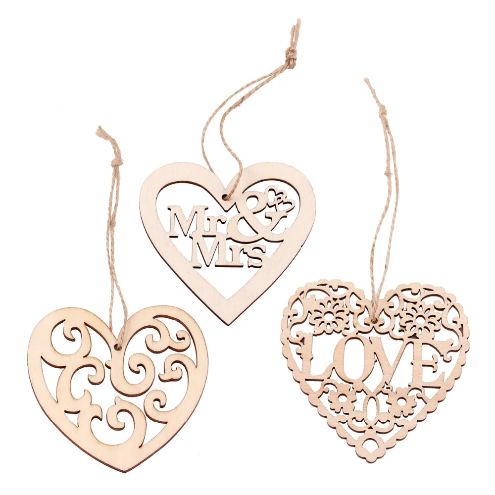 

QIFU 10pcs LOVE Wooden Pendants Wooden DIY Craft Hanging Rustic Wedding Decoration Weeding Decor for Wedding Event Party Decor