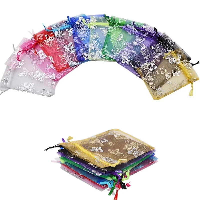 #*Cheap 20P 7x9 9x12 11x16 13x18 15x20cm Drawable Organza Jewelry Pouches Packaging Bags Wedding Party Decoration Favors Gift Candy Bags